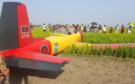 নড়াইলে প্রশিক্ষণ বিমানের ধানক্ষেতে জরুরি অবতরণ