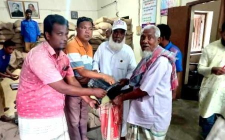 গোমস্তাপুরের আলীনগর ইউনিয়নে বিনামূল্যে খাদ্য বিতরণ