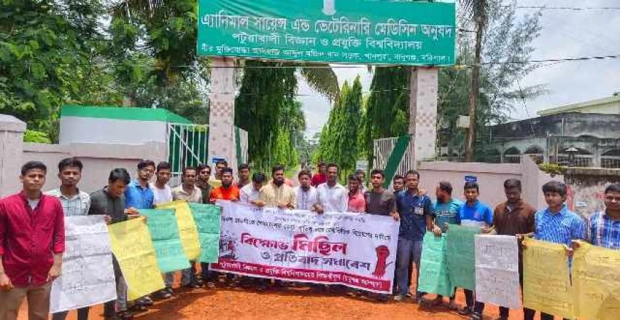 কোটা বাতিলের দাবিতে পবিপ্রবি বাবুগঞ্জ ক্যাম্পাসে বিক্ষোভ