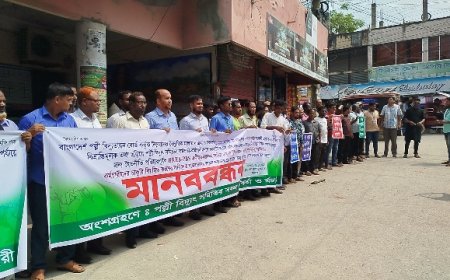 বিভিন্ন দাবিতে নড়াইলে পল্লী বিদ্যুৎ সমিতির মানববন্ধন