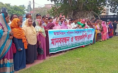 নড়াইলে ইউপি সদস্যদের বহাল রাখার দাবিতে মানববন্ধন