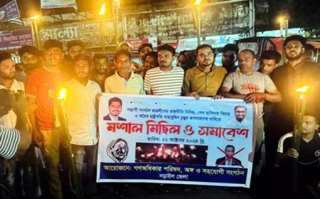 রাষ্ট্রপতির অপসারণ ও আ’লীগ নিষিদ্ধের দাবিতে মশাল মিছিল