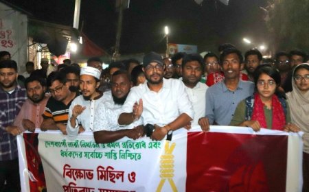 ধর্ষণবিরোধী মিছিলে এক সারিতে বাকৃবি ছাত্রদল-শিবির