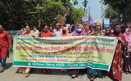 ১০ দফা দাবিতে শিক্ষকদের বিক্ষোভ ও মানববন্ধন