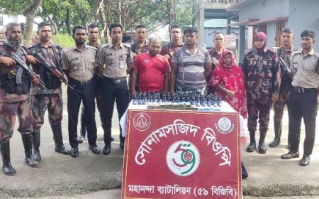 সোনামসজিদ সীমান্তে যৌথ অভিযান, মাদকসহ আটক তিন