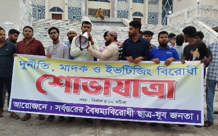 নড়াইলে দুর্নীতি মাদক ইভটিজিং বিরোধী শোভাযাত্রা ও সমাবেশ