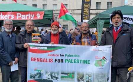 গাজায় স্থায়ী শান্তির দাবিতে লন্ডনে হাজারো মানুষের সমাবেশ