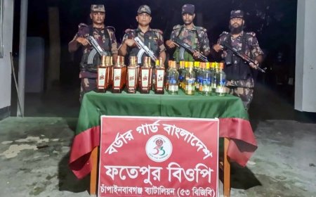 চাঁপাইনবাবগঞ্জে পুকুরে ডুবানো অবস্থায় ভারতীয় মদ জব্দ