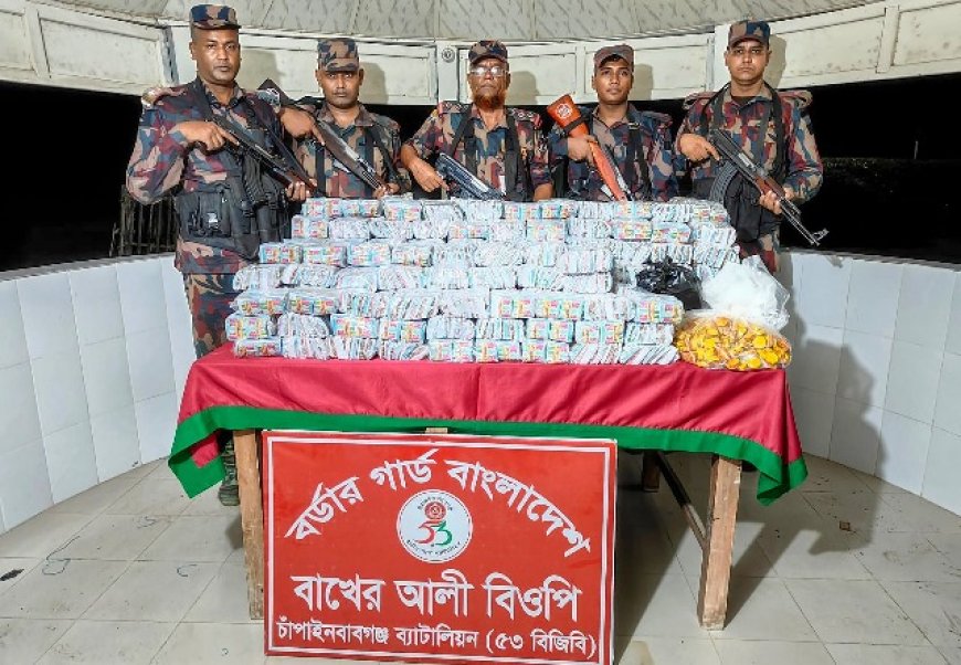 চাঁপাইনবাবগঞ্জে বিজিবির অভিযান, মদ ও পাতার বিড়ি জব্দ