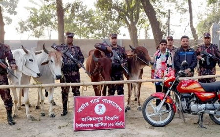 সীমান্তে দুই ভারতীয় গরু চোরাকারবারিসহ আটক ৫