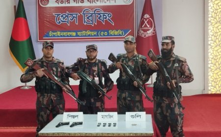 সীমান্তে চোরাচালানের সময় অস্ত্র ও গোলাবারুদ উদ্ধার